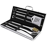 Home-Complete HC-1005 Barbecue, Includes Spatula, Tongs, Basting Brush 7-Piece Stainless Steel Cooking Utensils Set-BBQ Grill