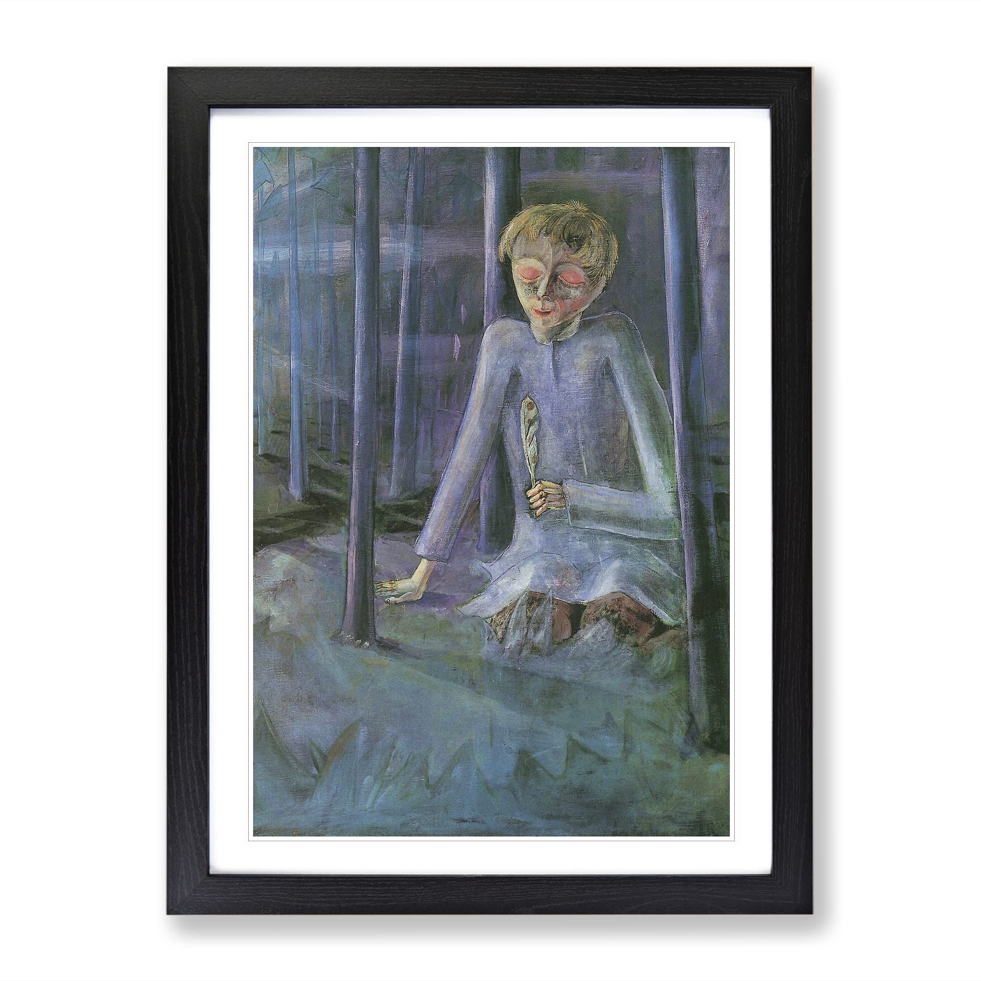 Dreaming Boy By Walter Gramatte Classic Painting Framed Wall Art Print, Ready to Hang Picture for Living Room Bedroom Home Office Décor, Black A3 (34 x 46 cm)