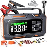 Portable Jump Starter with Air Compressor 8000A 160PSI, 16-in-1 Car Battery Jump Starter with Emergency Kit, Auto-Shutoff Tire Inflator, Jumper Cables, Jump Box Car Battery for All Gas/14L Diesel