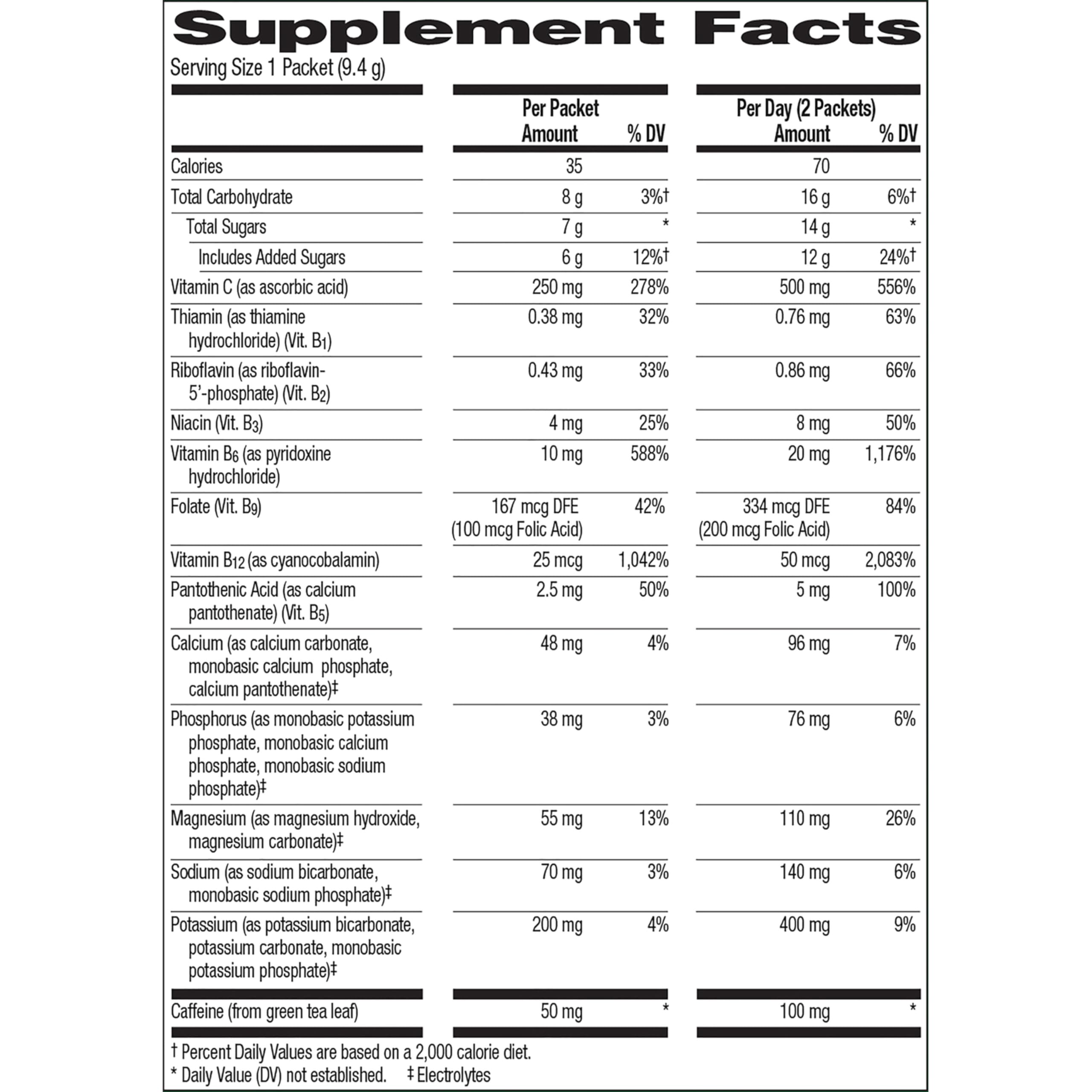 Emergen-C Energy+, With B Vitamins, Vitamin C And Natural Caffeine From Green Tea(Blueberry Acai Flavor) Dietary Supplement Drink Mix, 0.33 Ounce Powder Packets(Pack of 18)