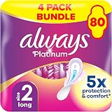 Always Platinum Sanitary Towels with Wings Size 2 Long 80 Towels Big Pack