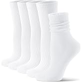 CS CELERSPORT Crew Socks for Women, 5 Pack Retro Cotton Casual Cushioned Slouchy Socks