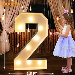 Pooqla 3FT Light Up Marquee Numbers, Cool White and