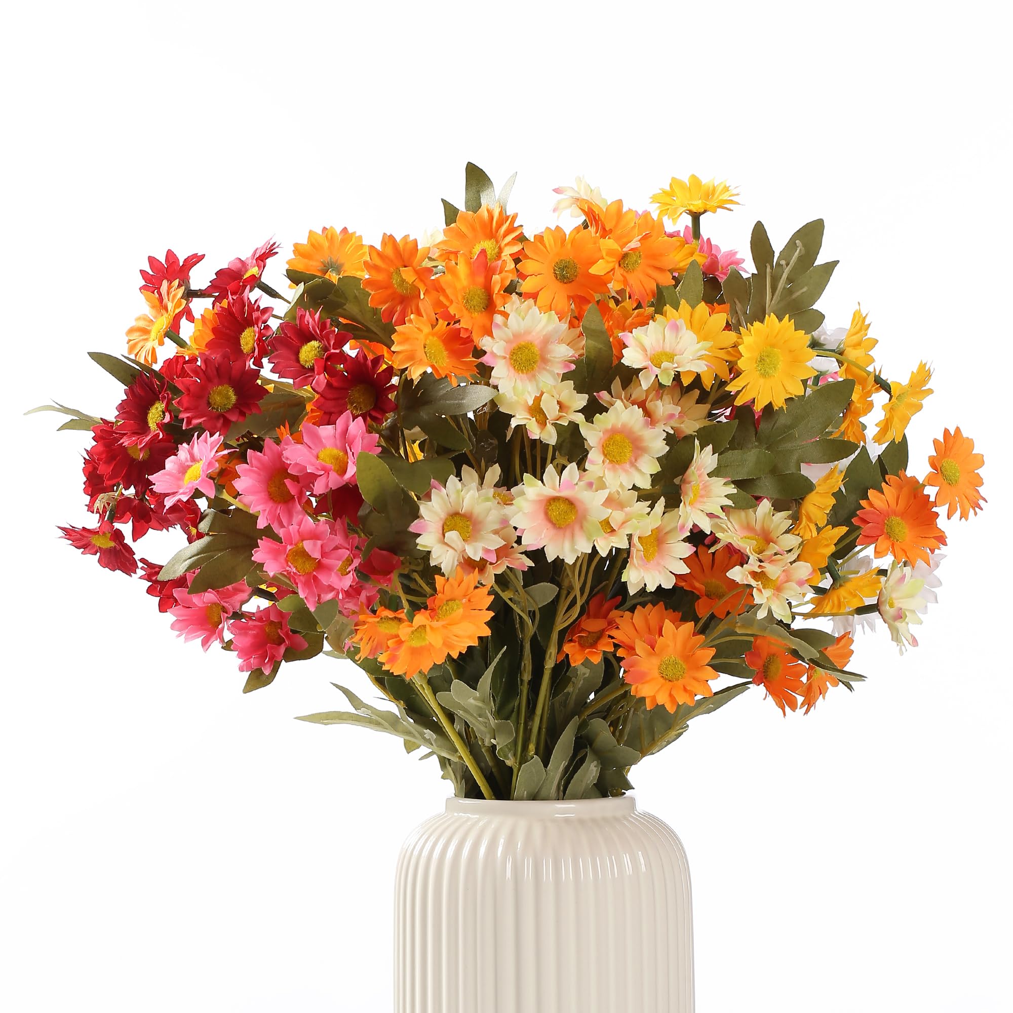 HNVNER 6 Bundles Artificial Daisies Flowers of 6 Colors Fake Silk Flowers, Realistic Faux Daisy Flower for Outdoor and Indoor, Decorative Artificial Flowers for Wedding Home Garden