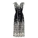 Plum Feathers Exotic Print Smocked Waist Maxi Dress Plus & Regular Sizes