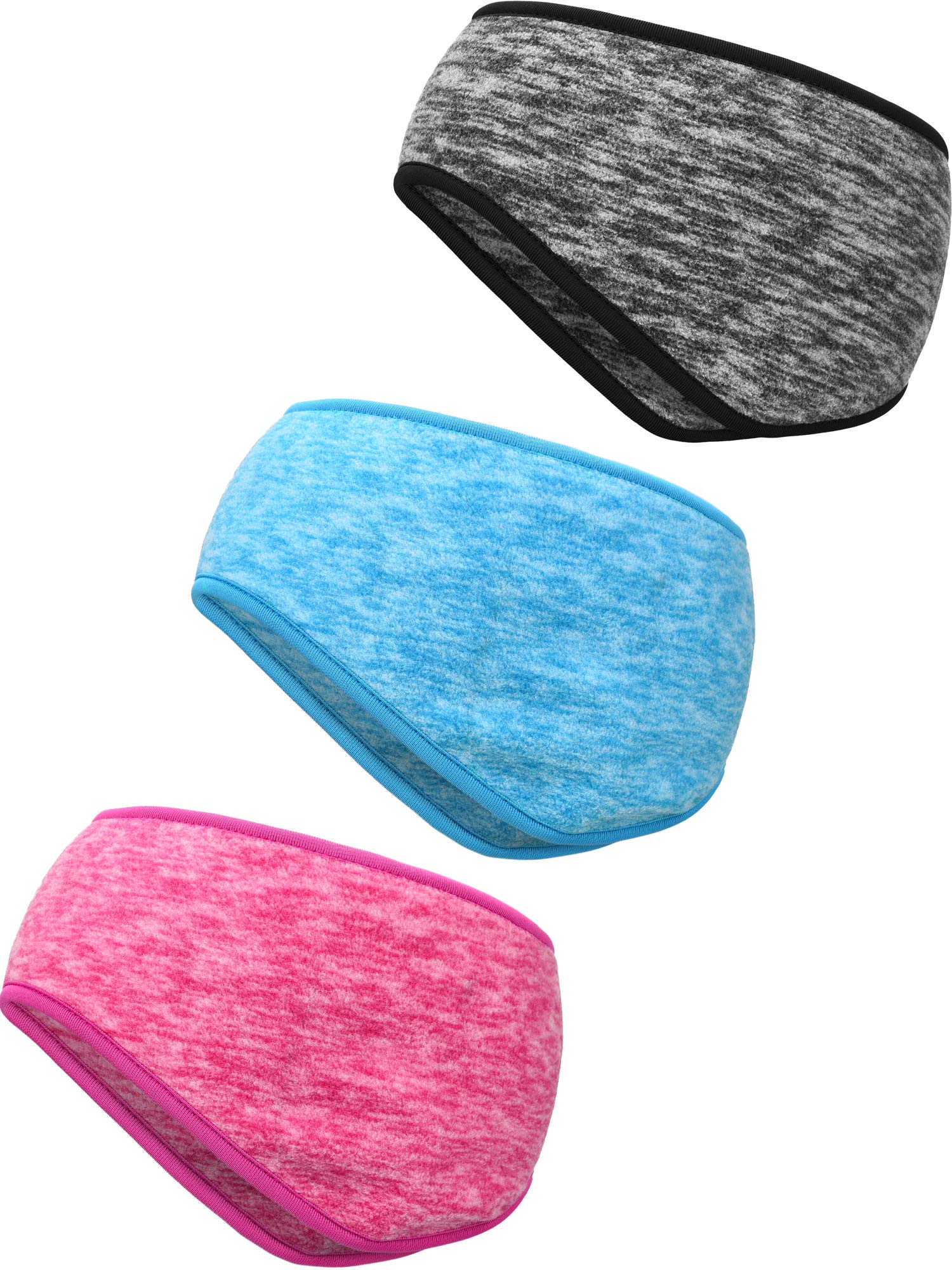 Blulu 3 Pieces of Sports Earmuffs Headband for Outdoor Fitness Use (Light Blue, Grey, Rose Red)