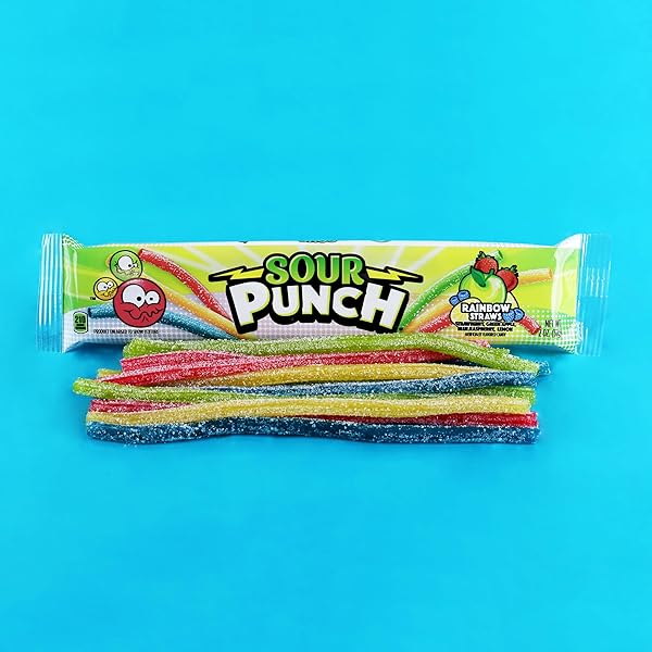 SOUR PUNCH RAINBOW SOUR STRAWS, 2 OUNCE (PACK OF 24)