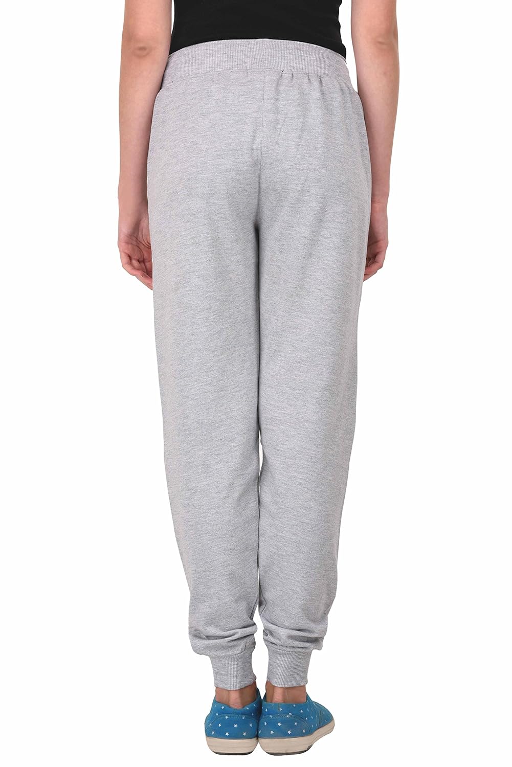 thread swag women's biker style cotton track pant with leather patch