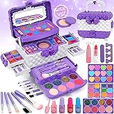 Teensymic Kids Makeup Kit for Girl Gifts, 54PCS Washable Little Girls Princess Make Up Toys for 4 5 6 7 8 9 Year Old Girl Bir
