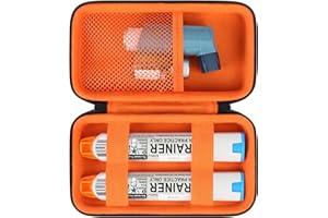 Supmay Hard Carrying Case Compatible with 2 EpiPen's or Auvi-Q, Epinephrine Pen, Medical Travel Case with Mesh Pockets for Asthma Inhaler, Eye Drops, Black