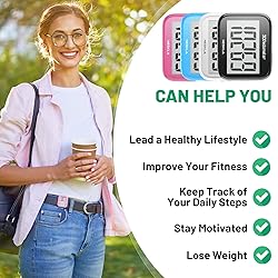NESKLA 3D Pedometer for Walking, Simple Step