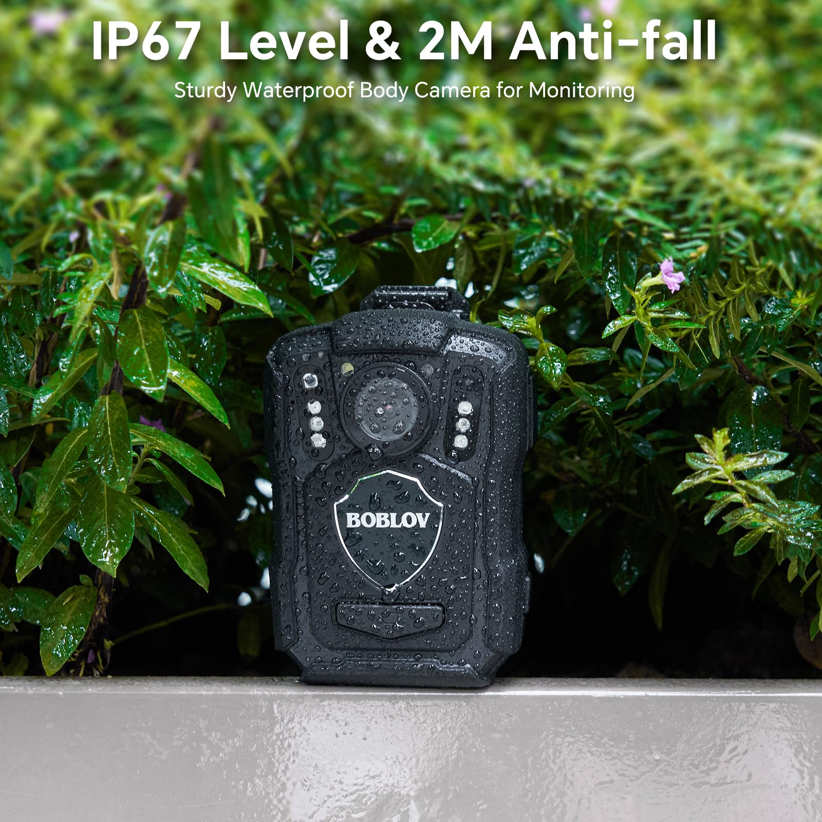 BOBLOV M5 2K Police Body Worn Camera, GPS Enabled &1440P Body Mounted Cam, 128G Body Cam Built-in 4200MAH Battery,12Hrs Record, IP67 Waterproof, Night Vision Law Enforcement with Car Suction Mount