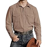 VATPAVE Mens Western Cowboy Shirts Button Up Shirts Long Sleeve Work Shirts for Men with Two Pockets