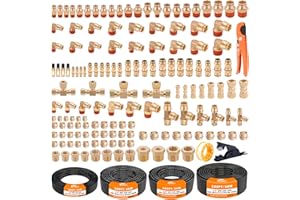 CheeMuii 156 PCS Brass DOT Air Line Fittings with 4 Roll 100FT 1/8" 1/4" 3/8" 1/2" DOT Air Lines Kit Push Lock Air Fitting Quick Connect Air Fittings with Air Hose Pneumatic Tubing