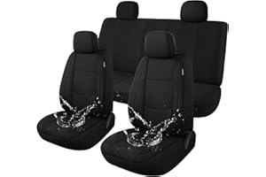 Pariitadin Waterproof Car Seat Covers Full Set, Neoprene Seat Covers for Cars, Universal Fit Interior Covers for Most Cars Sedan Van Truck SUV(Black)