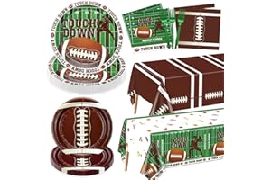 XJLANTTE Football Party Decorations - Football Party Supplies Including 82Pcs Football Plates, Party Napkins, Football Tablecloth for Kids Fans Tailgate Gameday Football Birthday Party, Serve 20 Guests