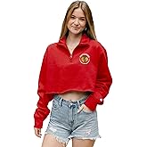 Blue 84 NHL womens Nhl Officially Licensed Women's Cropped Quarter Zip Sweatshirt Left Chest