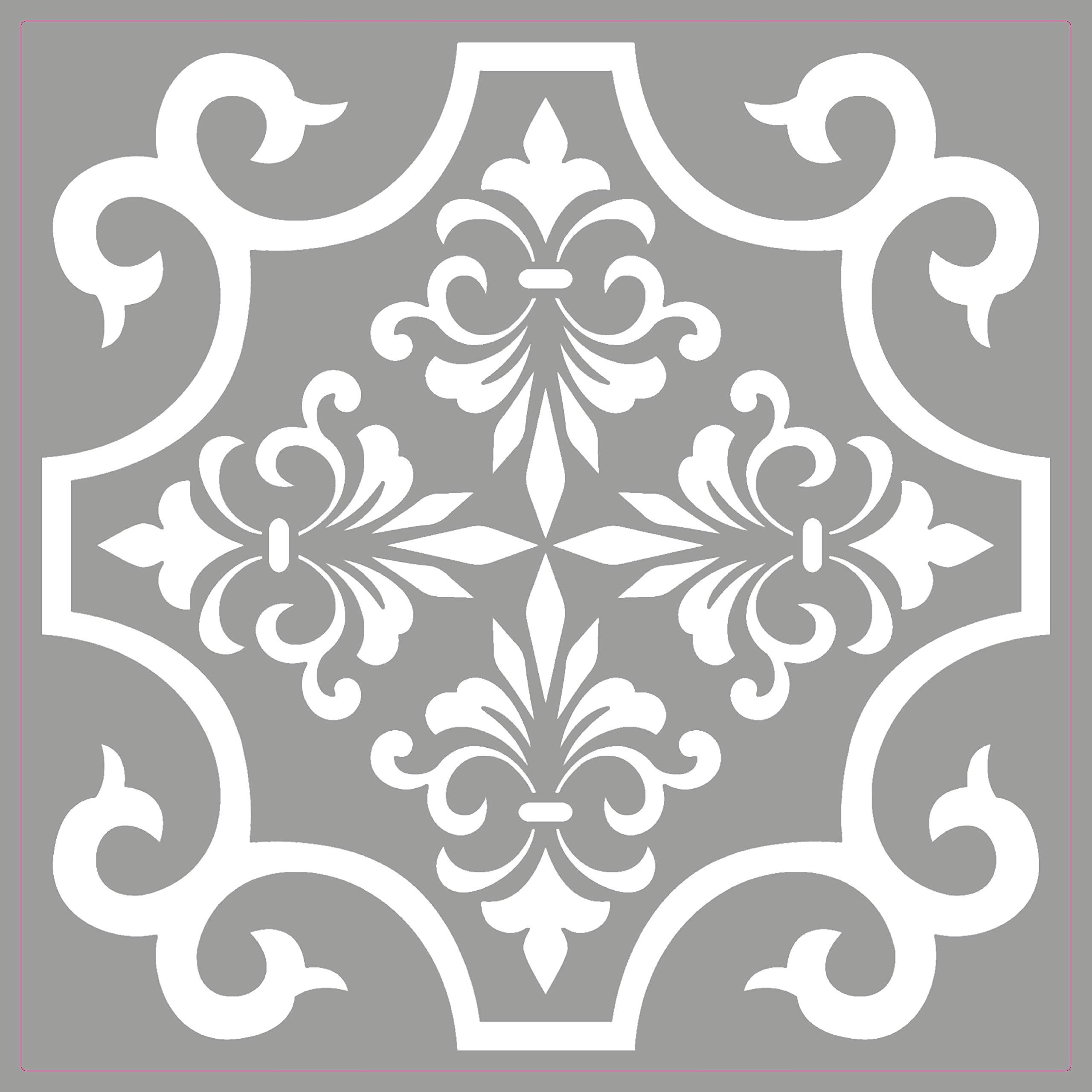 Grey Tile Stickers Victorian Morrocan Modern self Adhesive wall Art Decor transfers-Bathroom backsplash Kitchen splashbacks Floral Decals Peel and Stick (Grey Modern 6, 6 inch) Pack of 10