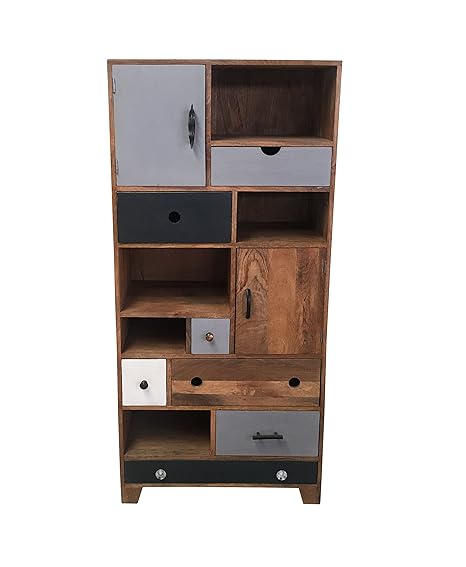 Multi Colour Drawers Wooden Chest of Drawers /Cabinet/Storage Cabinet Natural Finish/ Wooden Cabinet Hand Crafted Furniture