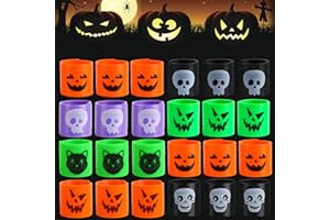 FINGOOO 24 Pack Halloween Coil Springs Toys for Kids, Assorted Pattern Color Goodie Bag Stuffers Party Favors Small Toy Gifts