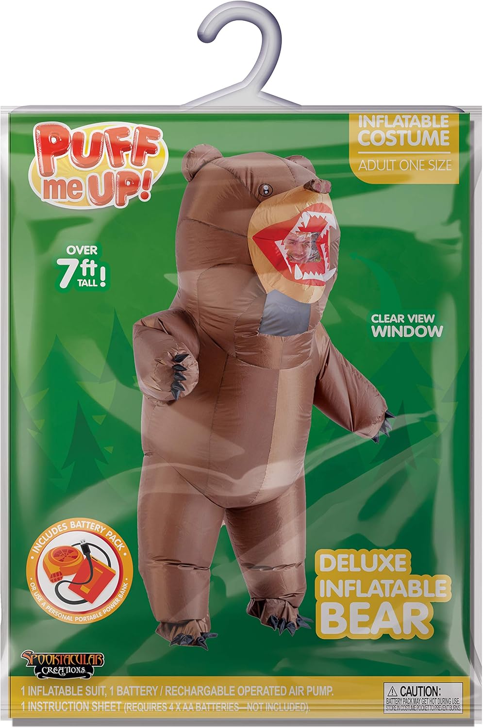 Spooktacular Creations Inflatable Costume Full Body Bear Air Blow-up Deluxe Halloween Costume - Adult One Size Brown: Clothing