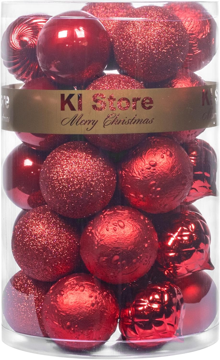 Ornaments - KI Store Red Christmas Balls 34pcs 2.36-Inch Christmas Tree Decoration Ornaments for Xmas Tree Holiday Wreath Garland Decor Ornaments Hooks Included