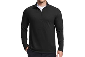 PINSPARK Men's Quarter Zip Up Pullover Mock Neck Sweatshirts Long Sleeve Golf shirts Performance Athletic Casual Workout