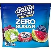 JOLLY RANCHER Zero Sugar Assorted Fruit Hard Candy Bulk Bag, 6.1 oz | Sugar Free Candy, Watermelon, Grape, Apple and Raspberry Flavors, Bulk Candy, Individually Wrapped for Sharing, 6.1 oz