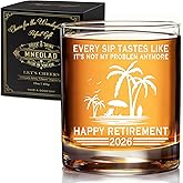 Retirement Gift for Men Whiskey Glass - "Not My Problem Anymore" Funny 11oz Scotch Barware for Boss Coworker Dad Retirement Party 2026 - 294