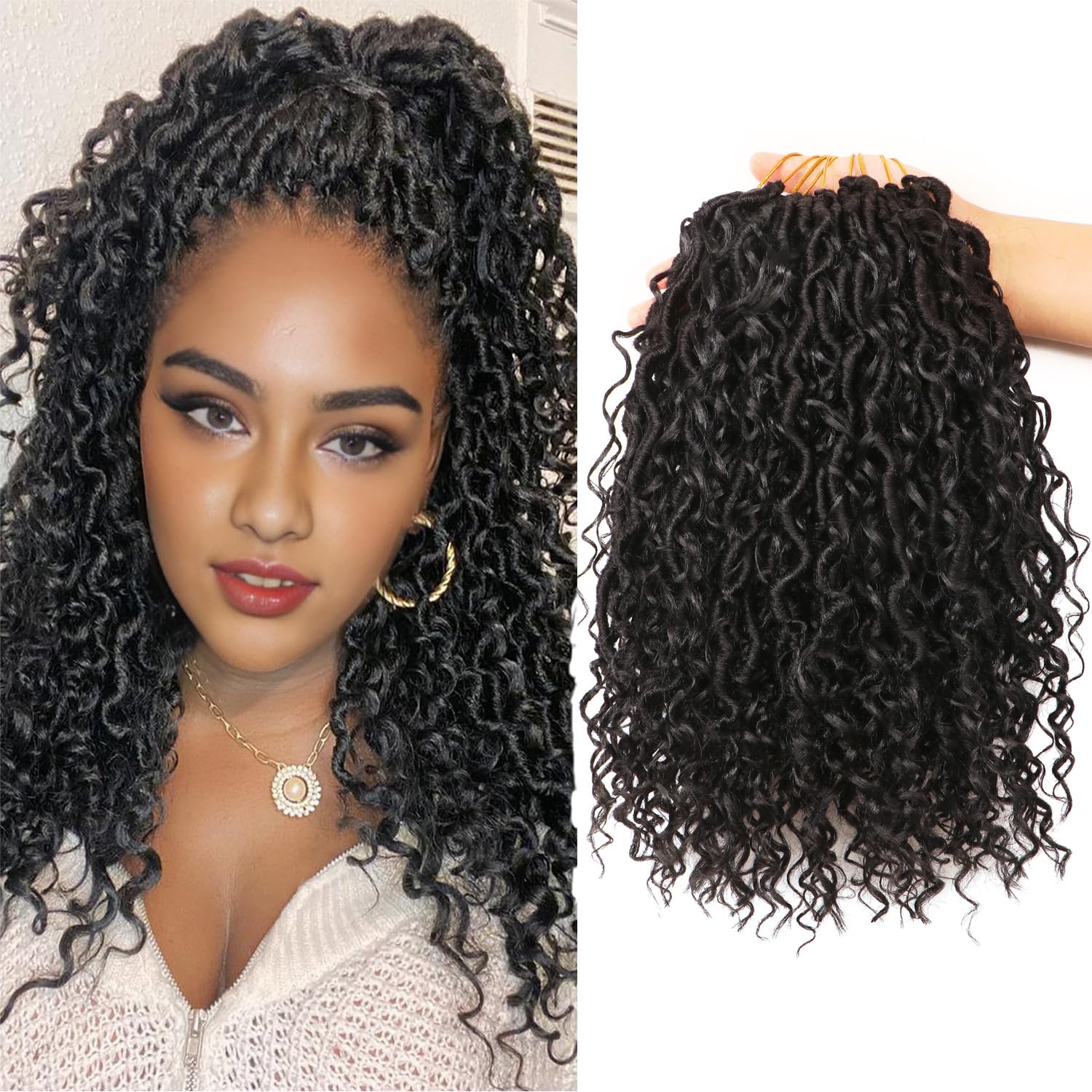 Faux Locs Crochet Hair Extensions Soft Locs Crochet Braids Hair Extensions for Braiding Hair Goddess Braids Extensions Hair Butterfly Locs (#1B, 12Inch (Pack of 8))