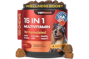 VETRICA Dog Vitamins 15 in 1 - Dog Multivitamin Chews - Joint Supplement for Dogs - Dog Vitamins & Supplements for Hip & Joint, Immune System, Coat & Mobility - Itchy Skin Relief - Glucosamine Chondroitin