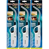 Click-n-Flame 3 Pack Long Flexible Lighter, Refillable Butane, White, Modern Style, Plastic Core, Metal Alloy