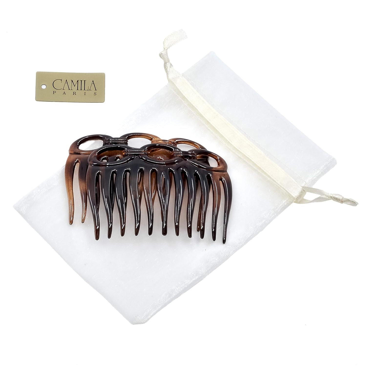 Camila Paris CP826/2 French Hair Side Comb 3 inch Small, Tortoise Shell Flexible Durable Cellulose Hair Combs, Strong Hold Hair Clips for Women, No Slip Styling Girls Hair Accessories, Made in France : Beauty