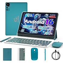 Android 15 Tablet 10 Inch 2-in-1 with Keyboard, Mouse, Case, Stylus