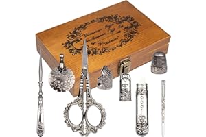 TALERLUV Vintage Embroidery Scissors Kit, Victorian Needlework Gift Set with Antique Shear, Thread Cutter, Thimbles, Needles, Awl, Bodkin, Winding Board for Sewing, Knitting, Cross Stitch, Quilting