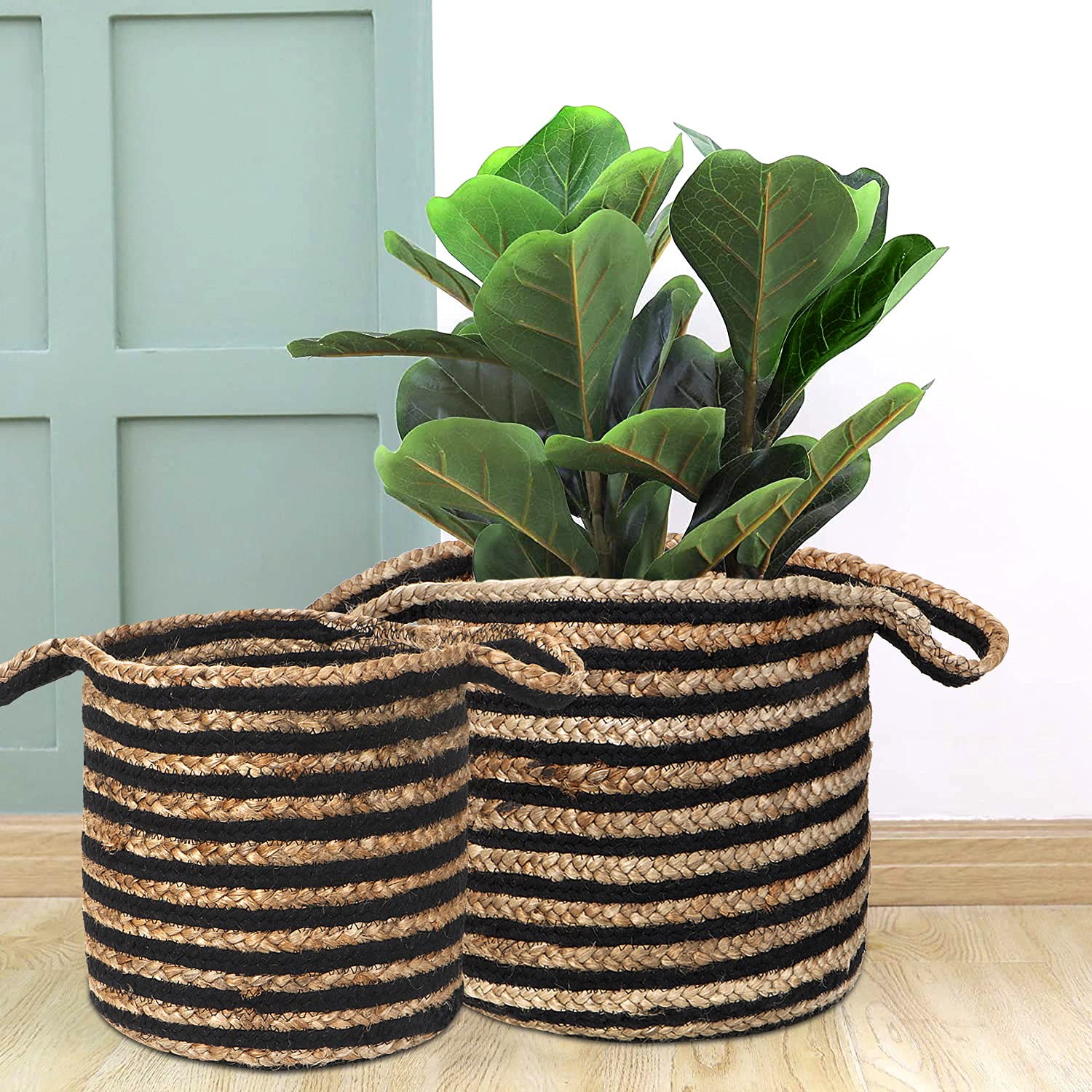 HomeStorie Jute Planter Basket for Outdoor and Indoor Plants, Living
