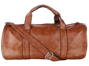 Loggin Vegan Synthetic Leather Travel Duffle Bag (Brown)