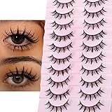 DSLONG 10 Pairs Manga Lashes Wet Look Lashes Effect
