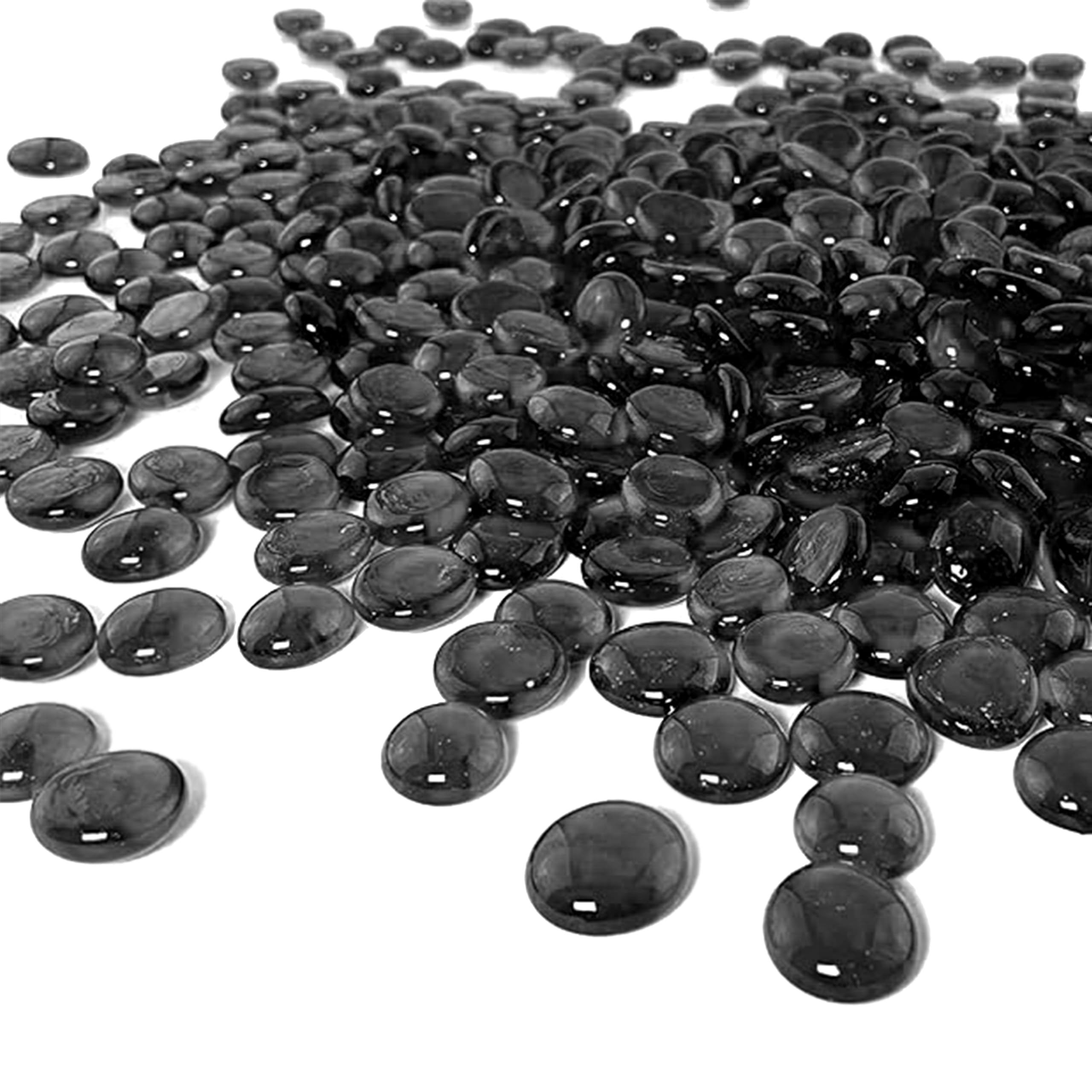 ARSUK Black Glass Pebbles Decorative, Stones Beads Rounded Gems Flat Marble, Vase Filler, Fire Artificial Crystal Gemstones for Aquarium, Mosaic Tiles Vases Craft, Garden Flowerpot (170-180pcs)