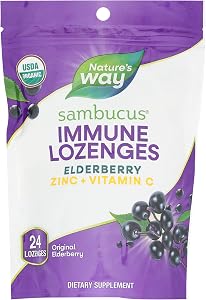Nature’s Way Sambucus Immune Lozenges, Elderberry Flavored Lozenges, 24 ct | Immune Support Lozenges for On-the-Go Use with Z
