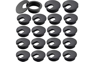 20Pack 2" Black Desk Grommet, HNBun Wire Cable Hole Cover Plug Cap Insert, PC Computer Desk Plastic Grommet Cord Wire Organizer Caps for Hide Office Desk Cords and Cables, Cable Wire Grommet Cord
