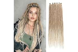 Leeven 40 Strands Thin Synthetic Dreads Extensions 24 Inch Ombre Blonde SE Hippie Dreadlock 0.6 cm Width Loc Extensions Handmade Reggae Style Crochet Braiding Hair for Women and Men #27/613