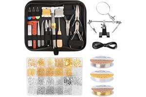 Giwaelro Jewelry Making Kit for Adults, Jewelry Making Supplies with Pliers, Wires, Findings, Necklace Chains, Magnifier and Storage Bag