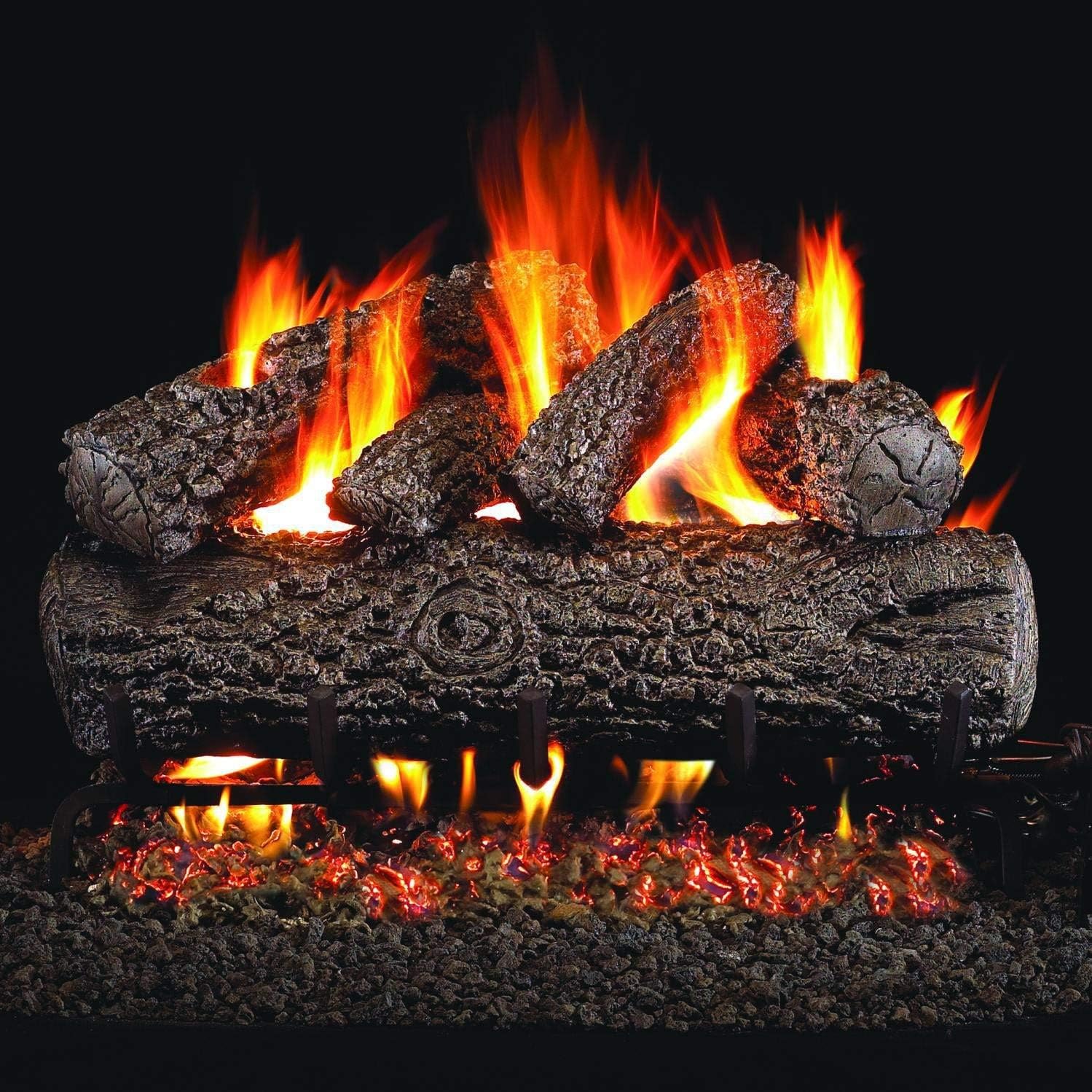Peterson Real Fyre 18-inch Post Oak Log Set With Vented Natural Gas G45 Burner - Match Light