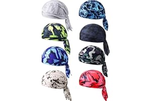 Foaincore 8 Pack Do Rag Skull Caps for Men Sweat Wicking Doo Rags Cooling Helmet Liner Cycling Motorcycle Bandana