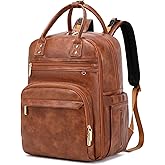 LORADI 18 Pockets Large Diaper Bag Backpack with 4 Insulated Pockets and Stroller Clips, Baby Shower Essentials (Brown, Large)