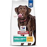 Hill's Science Diet Perfect Weight Large Breed Adult Dry Dog Food 1-5, Quality Protein for Weight Management Support, Chicken Recipe, 25 lb. Bag