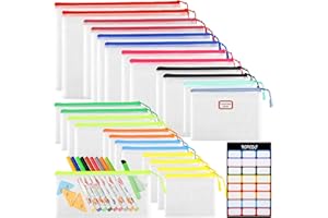 YOPCDJ 24PCS Mesh Zipper Pouch Storage Bags, 8 Sizes Board Game Bags, 12 Colors Reusable Pouches for Organizing, Organizer for Travel
