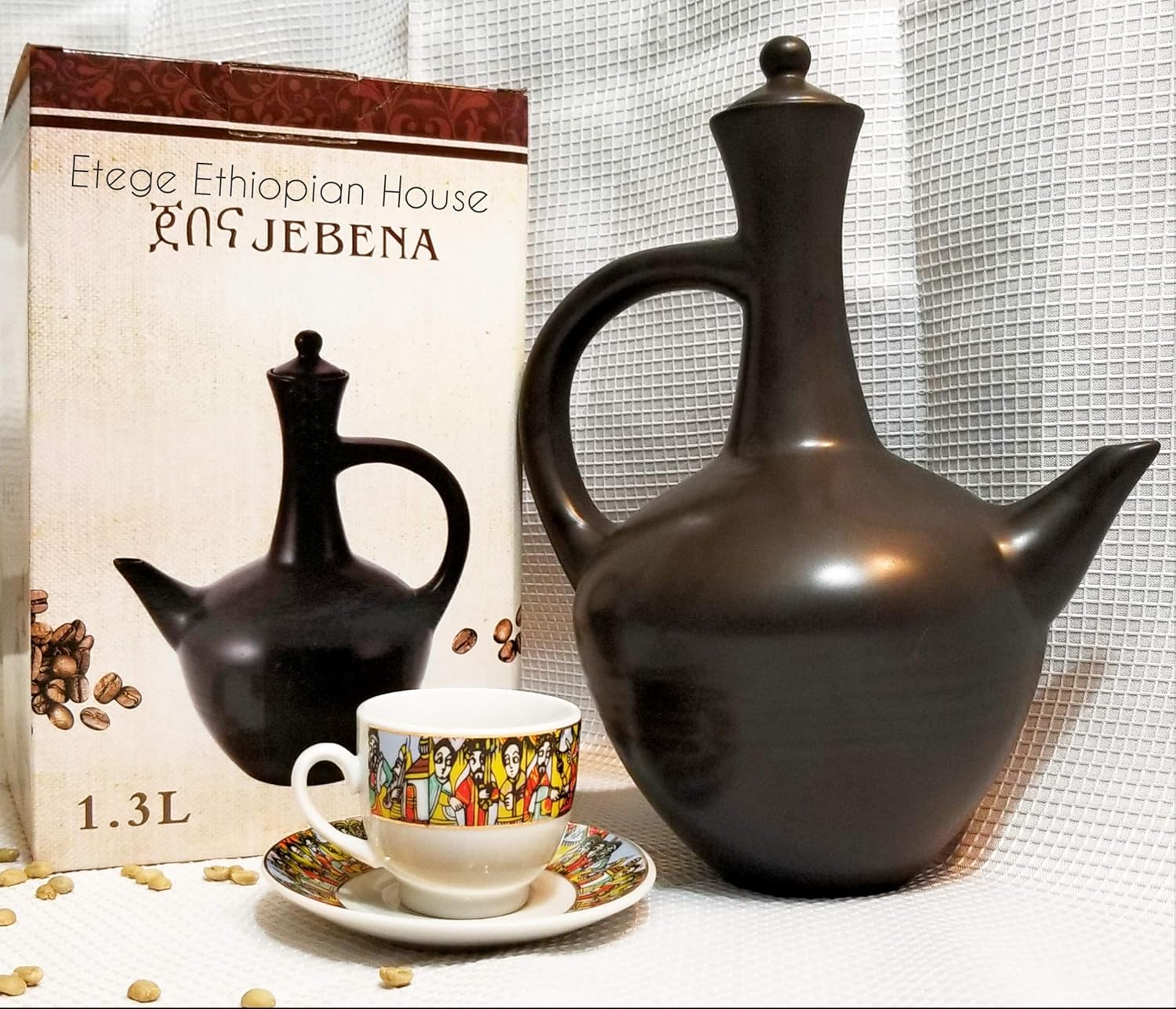 Ethiopian/Eritrean Jebena Hand Made Ceramic Porcelain Traditional