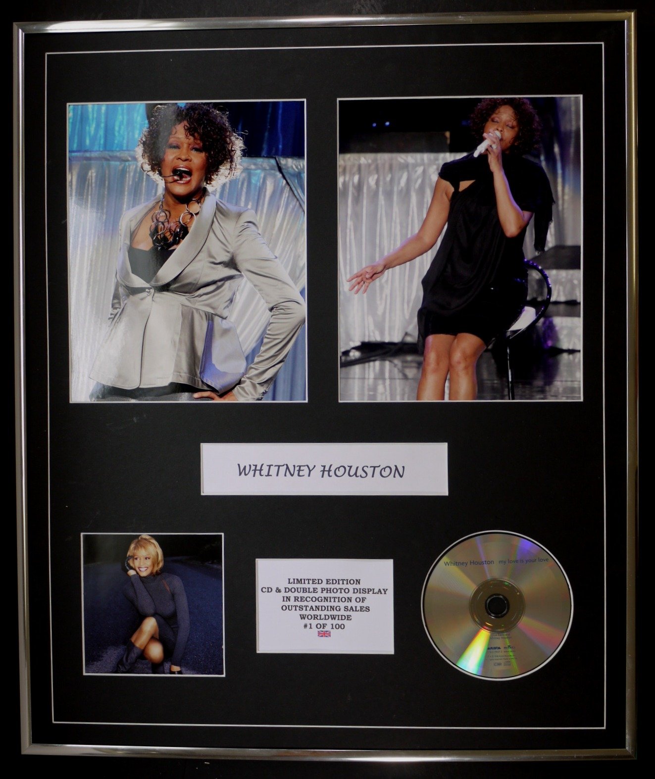 WHITNEY HOUSTON/CD & DOUBLE PHOTO DISPLAY/LTD. EDITION/COA/MY LOVE IS YOUR LOVE